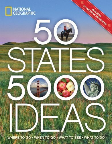 50 States 5,000 Ideas Book
A book cover with an image of a green grassy plain and purple to blue sky, with the text overlay, "50 States 5000 Ideas: Where to Go When to Go What To See What To Do."
