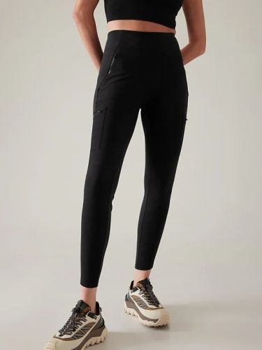 Product image for the Athleta Hybrid Cargo II Tight in black.