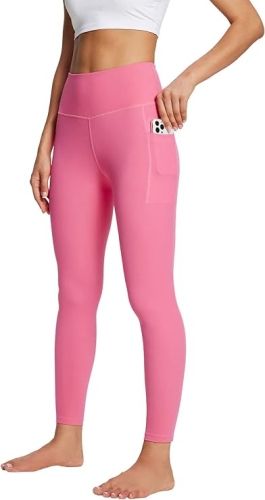 Product image for the BALEAF 7/8 Workout Athletic Leggings for Women in pink.