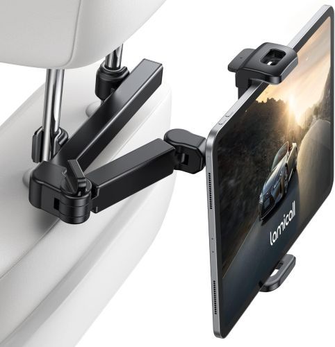 Car Headrest Tablet Holder
A plastic multi-jointed arm holding a tablet from the headrest.