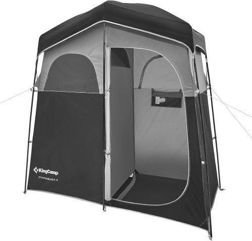KingCamp Oversize Camping Shower Tent in black and grey.