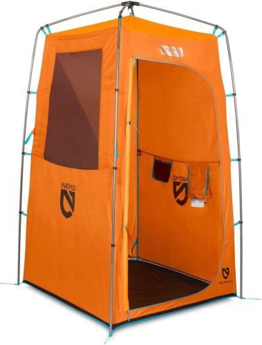 NEMO Heliopolis Shower Tent in orange.