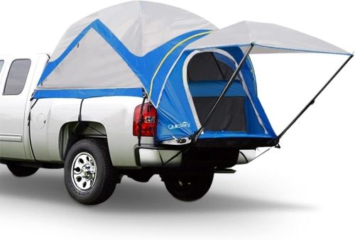 Product image for the Quictent Pickup Truck Tent in blue on a white truck.