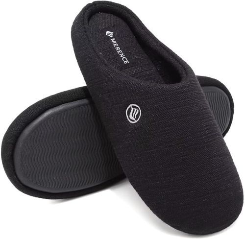 Product image for the CIOR Unisex Memory Foam Slippers in black. 
