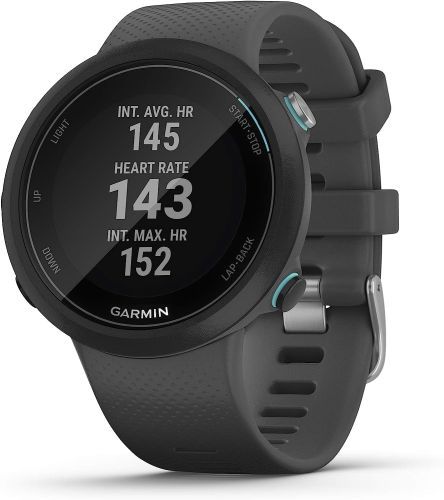 Product image for the Garmin Swim 2 watch in black.