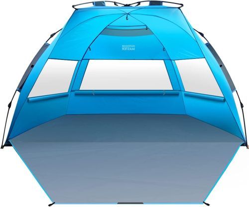 Product image for the OutdoorMaster Pop-Up Beach Tent in blue.