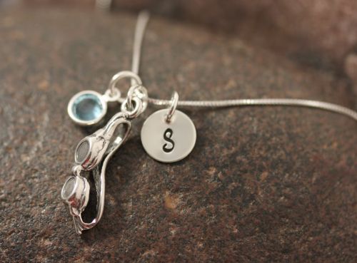 Product image for the Personalized Sterling Swim Necklace.