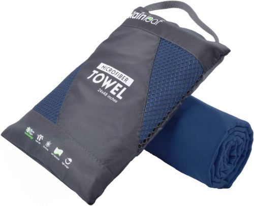 Product image for the Rainleaf Microfiber Towel in dark blue.