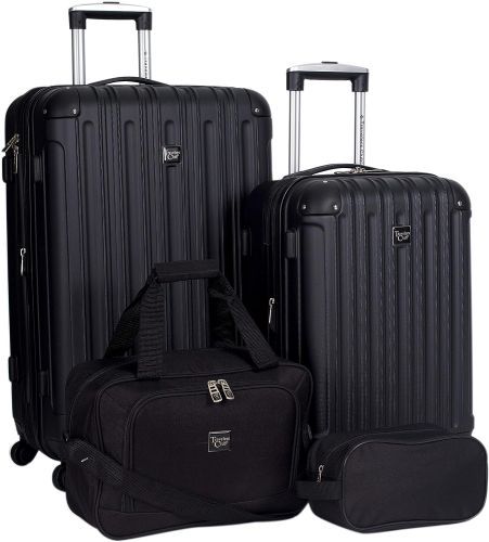 Product photo for the Travelers Club Midtown Hardside 4-Piece Set in black.